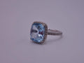 White Gold Aquamarine Ring with Pave Diamonds