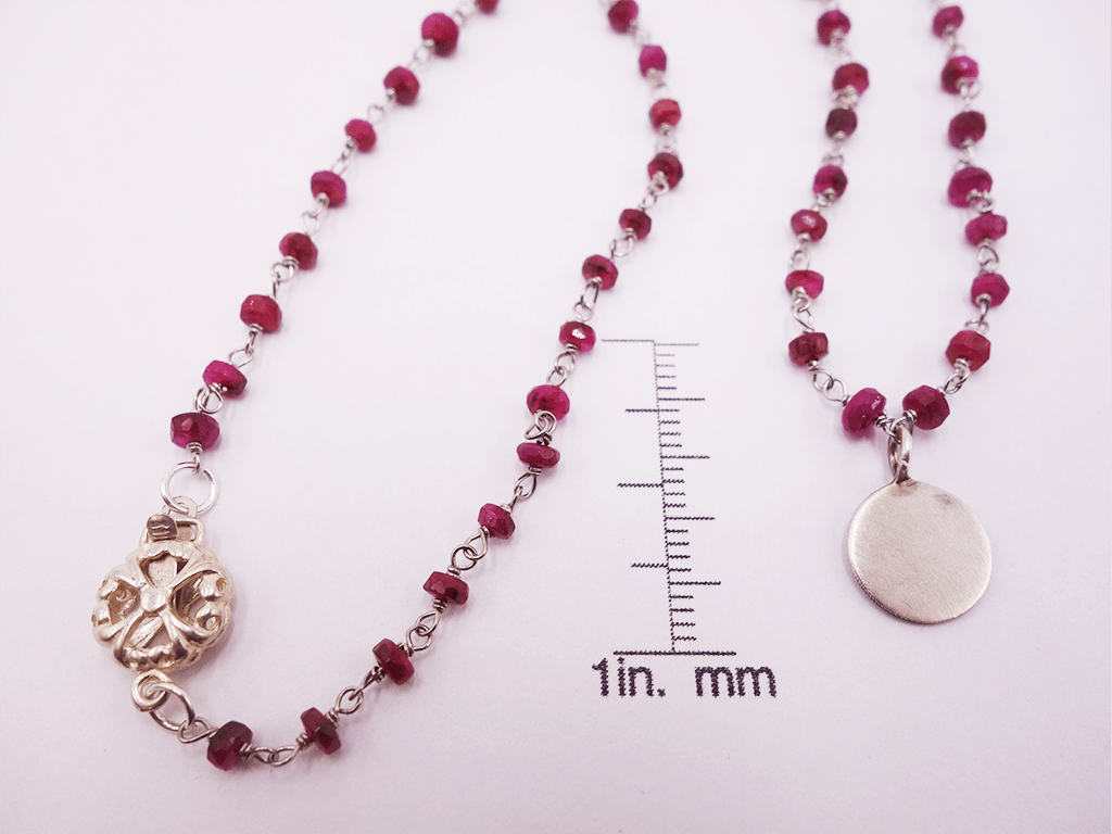Ruby Necklace with Elegant Silver Pendant