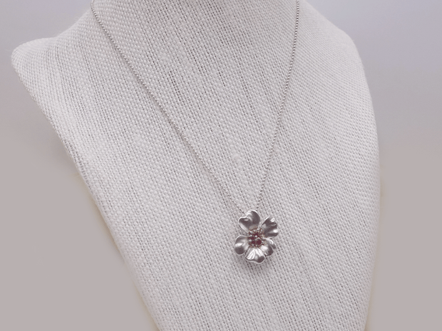 Silver Flower with Red Sparkle