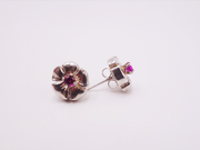 Ruby Sterling Flower Earrings