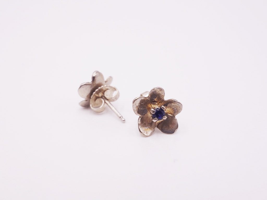 Sapphire Flower Earrings
