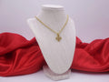 Gold Cross necklace pendant with diamonds, sapphires and a ruby
